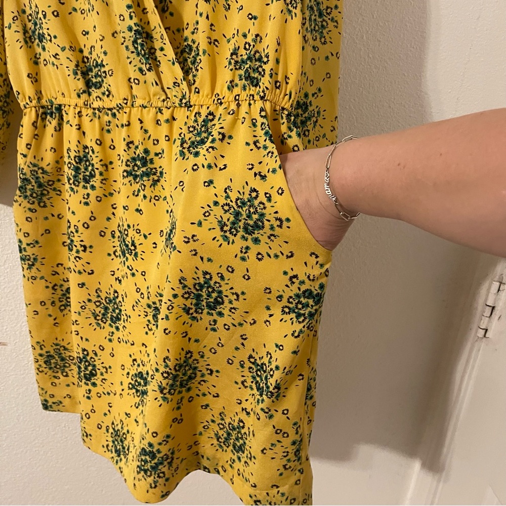 Kensie Women’s Dress Size Medium Yellow and Green Floral Midi Dress - Picture 7 of 13